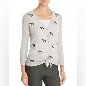 Nic + Zoe Embroidered Zebra Crossing Linen Blend V-Neck Button Front Cardigan